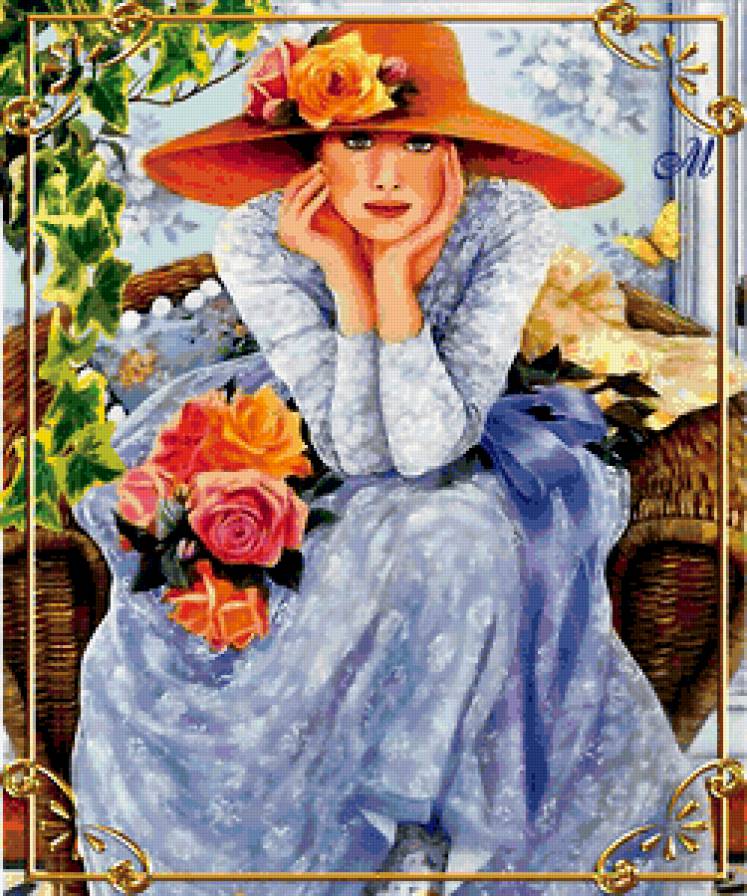 Девушка в шляпе - шляпа, картина, девушки - предпросмотр