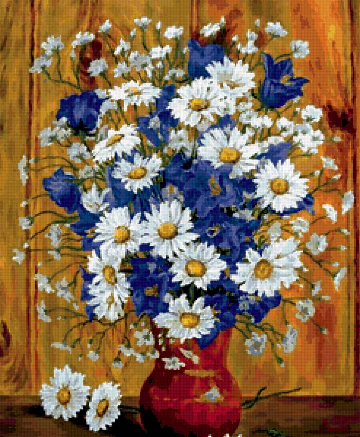 полевые цветы в вазе - предпросмотр