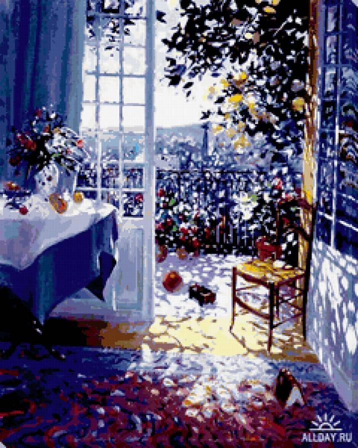 летний день - цветы, лоран парселье, окно - предпросмотр