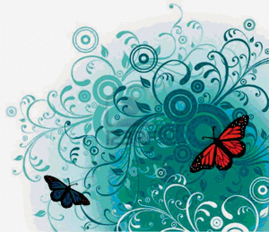 узор для подушки - бабочка, подушка, узор, цветы - предпросмотр