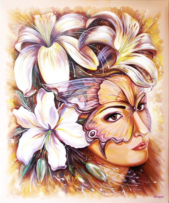 ДИПТИХ   "ВЕНЕЦИАНСКОЕ НАСТРОЕНИЕ" - красота женщины, лилии, мечты о венеции, образ, женщины мира - оригинал