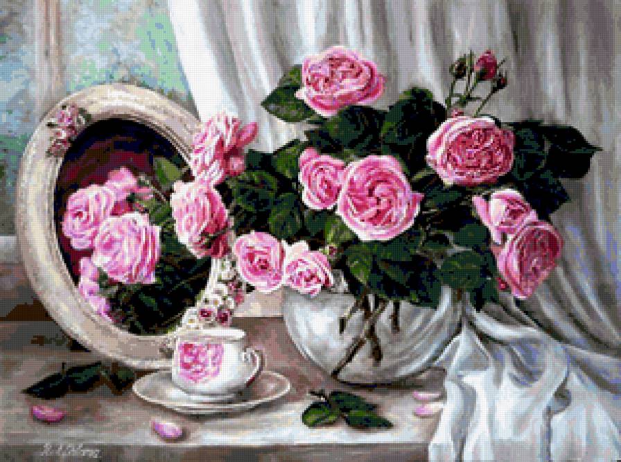 Натюрморт с розами - душистые розы, розы, роза, букет, натюрморт, цветы - предпросмотр