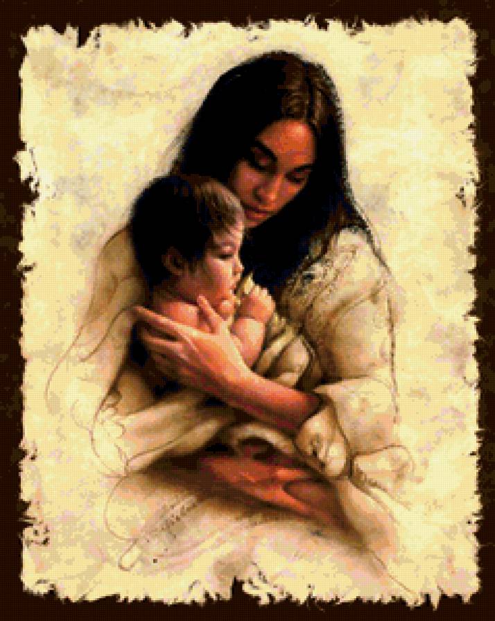 Индианка с ребенком - девушки, индеанцы - предпросмотр