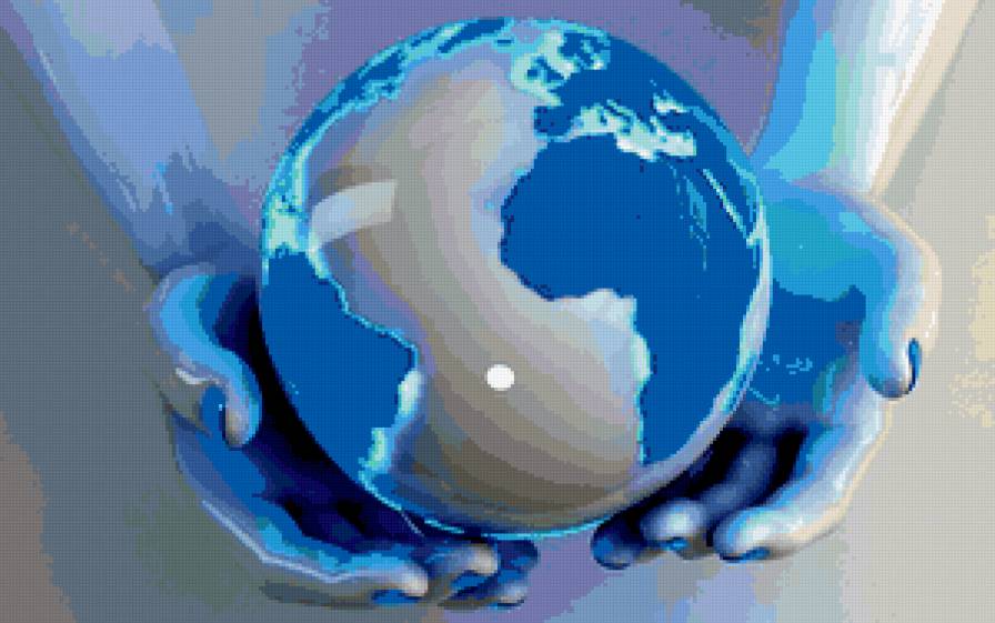 Планета в Наших Руках - пейзаж, руки, космос, земля, планета, 3д - предпросмотр