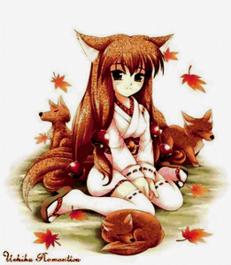 девочка-лиса - лиса, аниме, девочка - предпросмотр