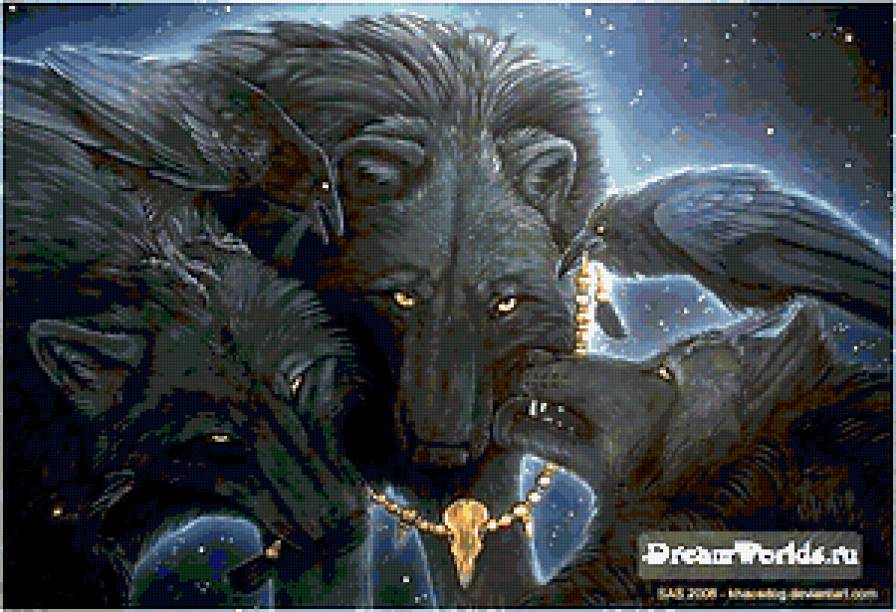 волки и вороны - картина, волк, мистика, ворон - предпросмотр