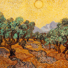 Ван Гог. Оливковые деревья с жёлтым небом