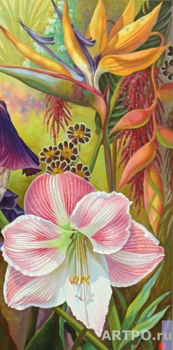 Триптих Подсолнух с мотыльком.Правая часть - триптих, цветы - оригинал