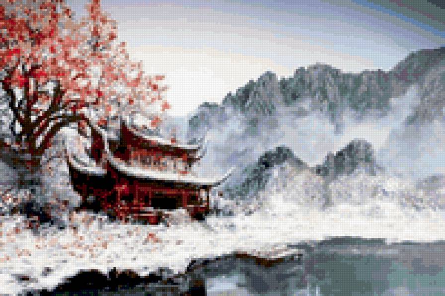 Пейзаж - природа, пейзаж, горы, зима, дворец - предпросмотр