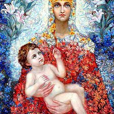 Оригинал схемы вышивки «Дева Мария с младенцем» (№279639)