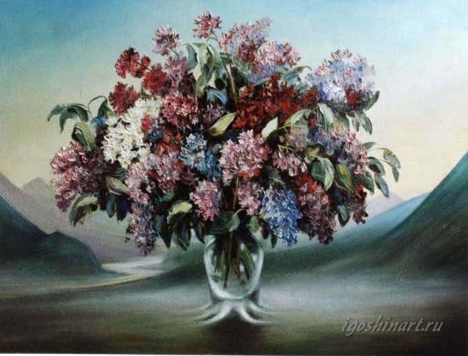 сирень - туман, горы, сирень - оригинал