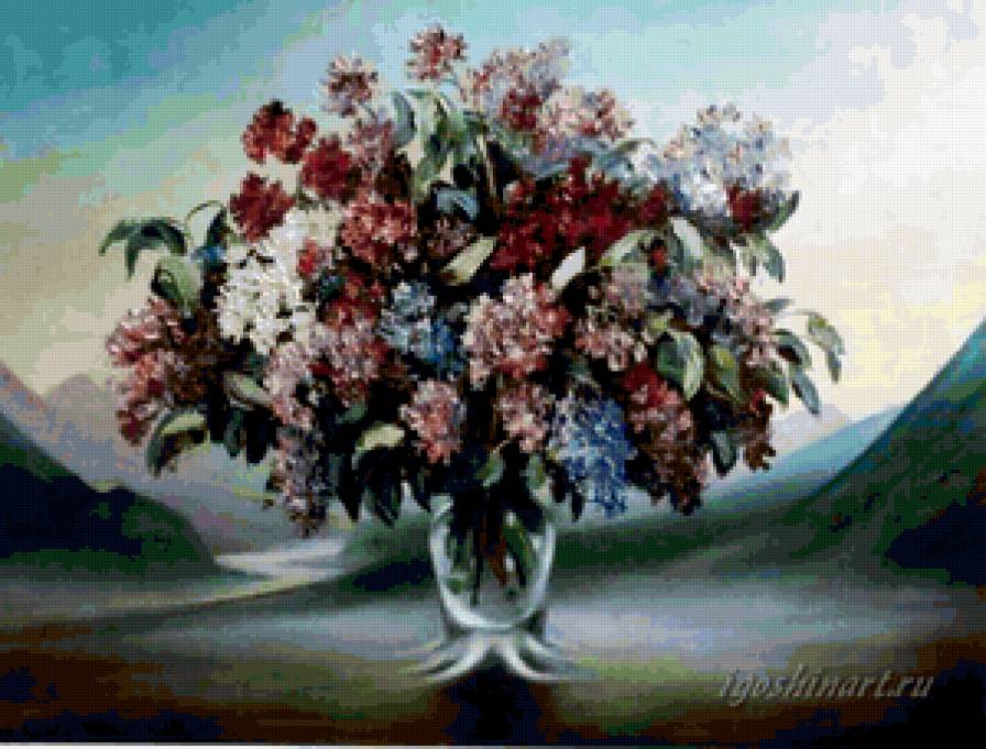 сирень - сирень, горы, туман - предпросмотр