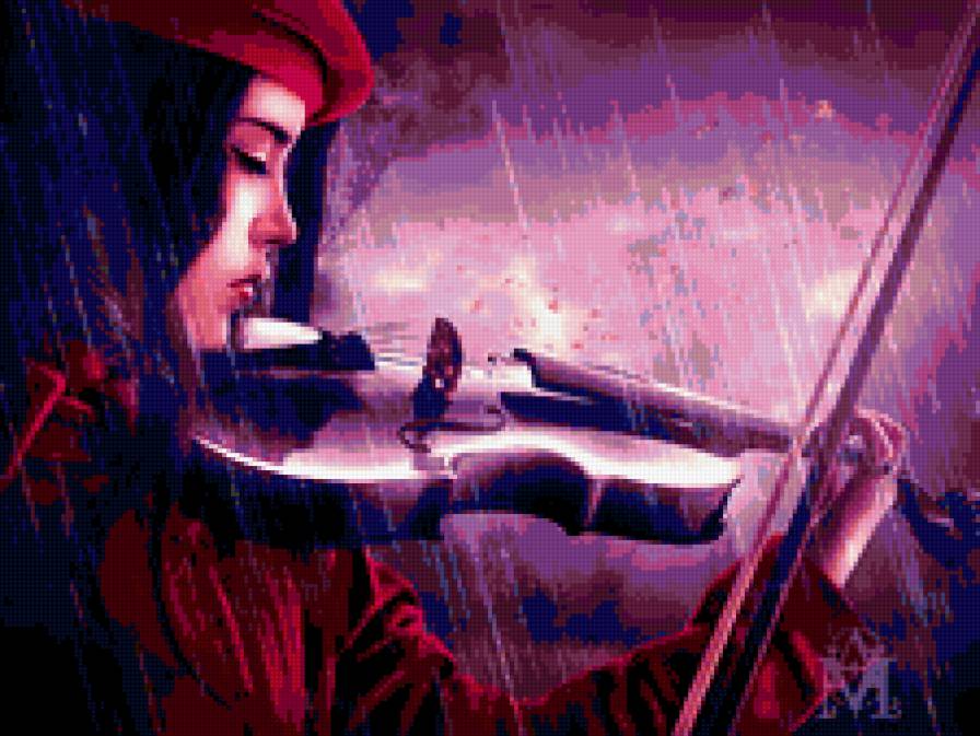 №279930 - скрипка, аниме, дождь, одиночество, музыка - предпросмотр