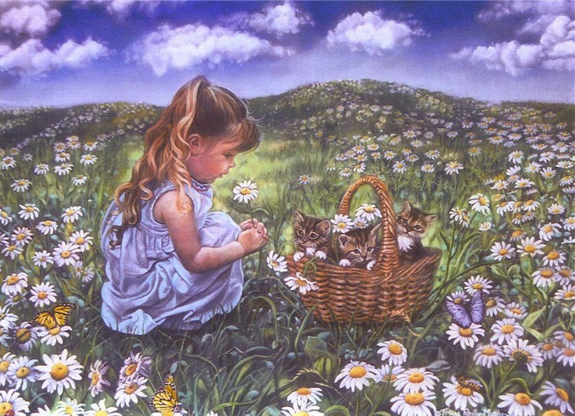 девочка с котятами - оригинал
