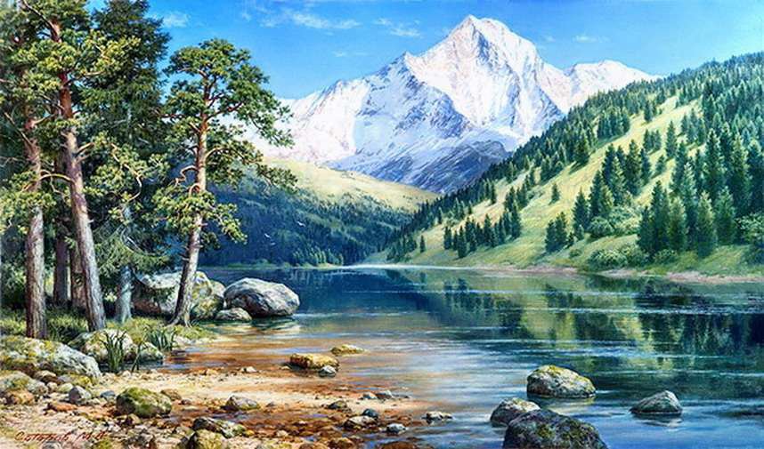 горное озеро - пейзаж - оригинал
