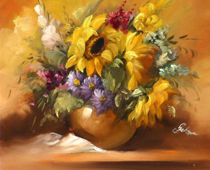 потсолнухи - букет, подсолнухи, натюрморт - оригинал