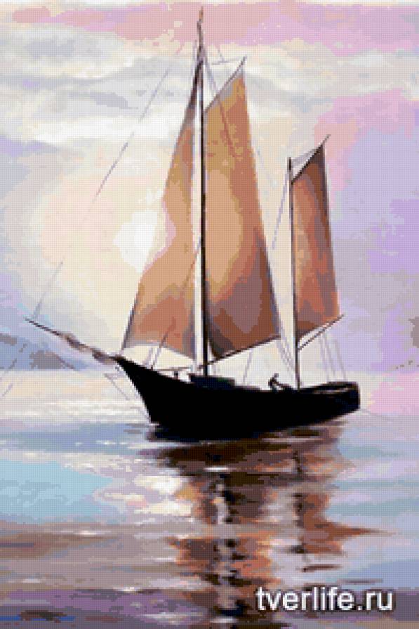 паруса - паруса, вода, лотка - предпросмотр
