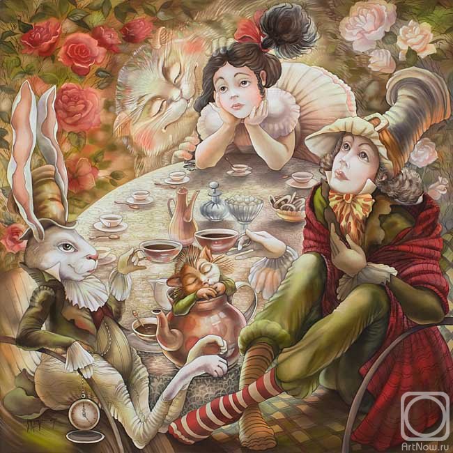 алиса в стране чудес - алиса, кот, кролик - оригинал