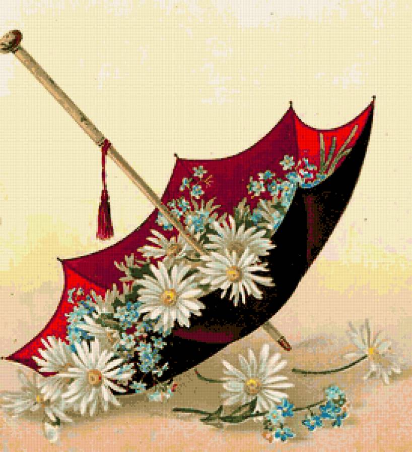 зонт и цветы - предпросмотр