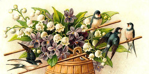 ласточки на цветах - оригинал