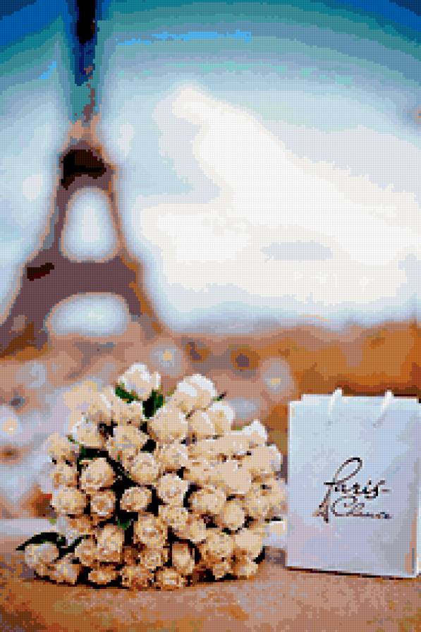 романтика парижа - париж, розы - предпросмотр