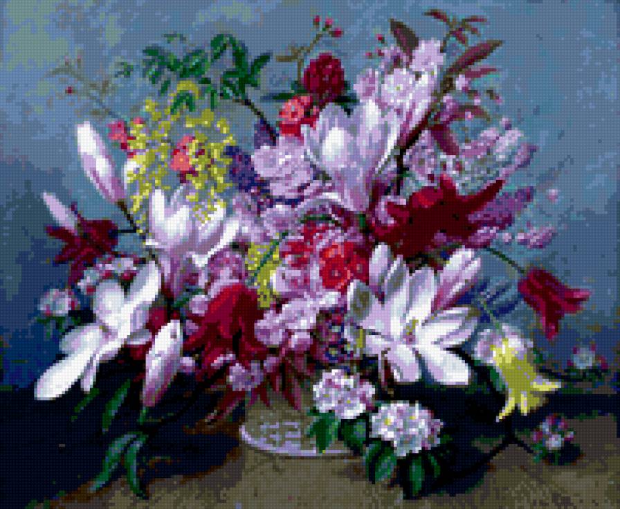 Корзина с цветами - цветы, натюрморт - предпросмотр