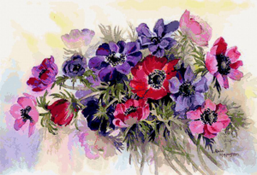 Серия "Букет" - букет, анемоны, цветы - предпросмотр