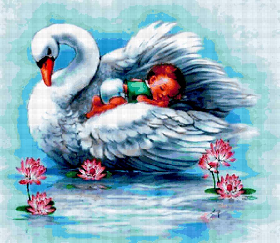 Для Новорожденного - сон, новорожденные, малыши, ребенок, детки, лебедь, птица - предпросмотр