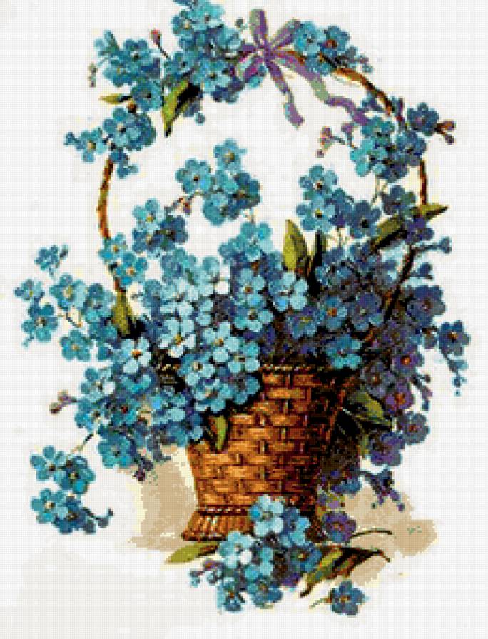 незабудки - цветы, букет, корзинка - предпросмотр