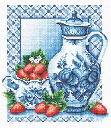 натюрморт - гжель, натюрморт, на кухню - оригинал