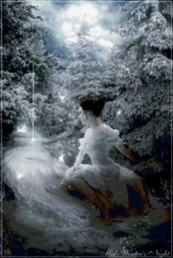 девушка-зима - девушка, фентэзи, зима, лес, колдунья - предпросмотр