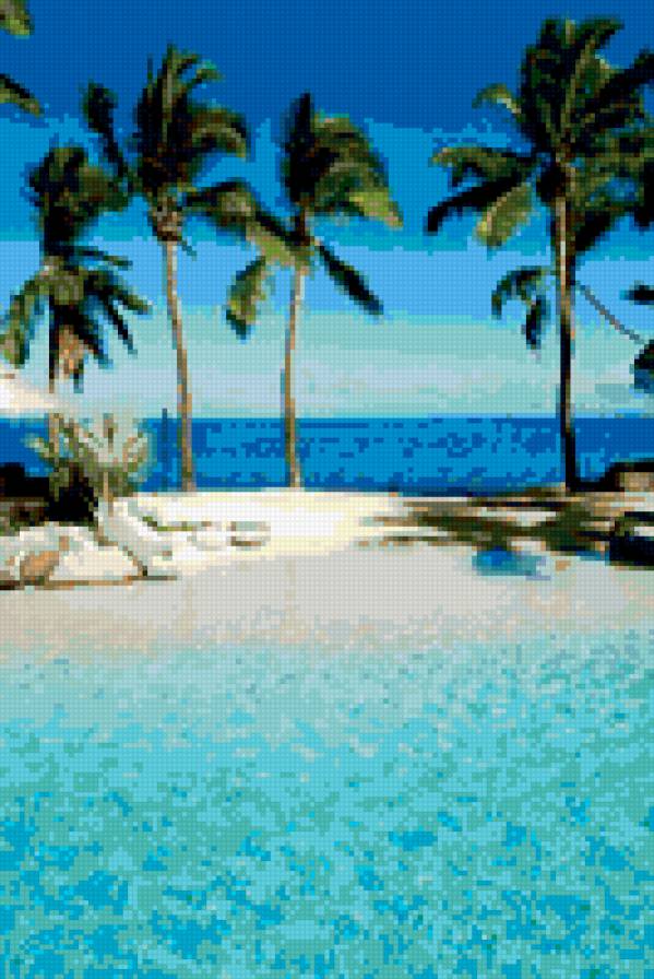 пляж - пляж, море, песок, пальмы - предпросмотр