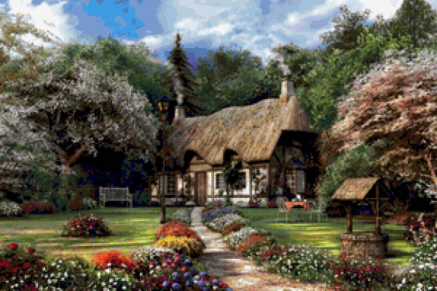 Пейзаж-1 - домики, пейзаж - предпросмотр