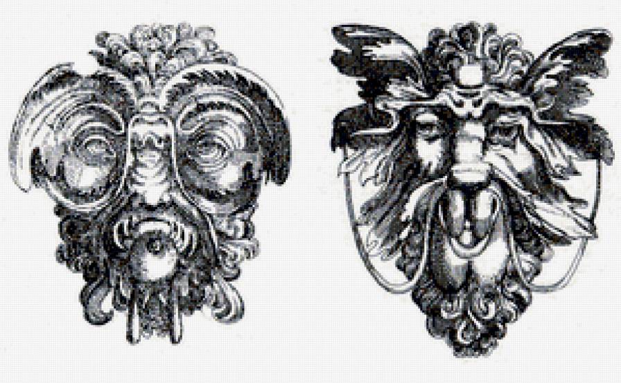 Арчимбольдо Джузеппе.Гротеск. - фентези, монохром., черно-белое, вензеля - предпросмотр