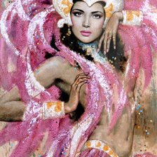Схема вышивки «девушка фламинго»