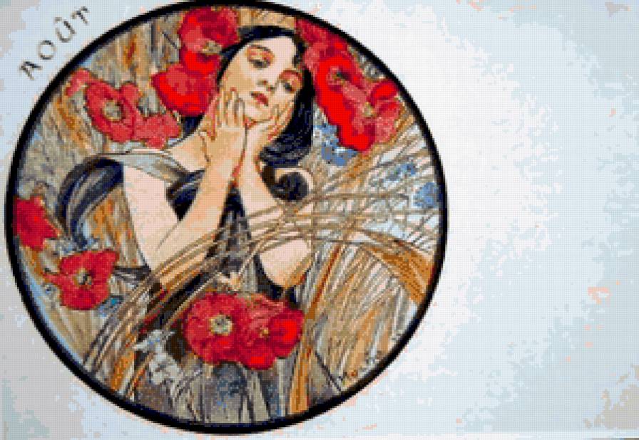 Альфонс Муха.Август. - календари., времена года - предпросмотр