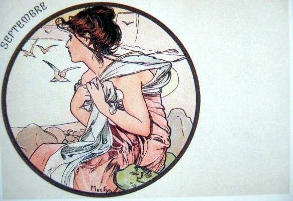 Альфонс Муха.Сентябрь. - времена года, календари. - оригинал