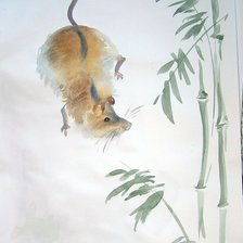 Схема вышивки «Мышь в бамбуке»