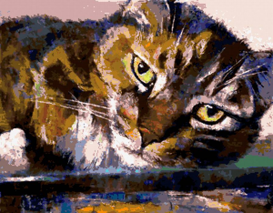 кошкин взгляд 3 - современная живопись, кошки, животные - предпросмотр