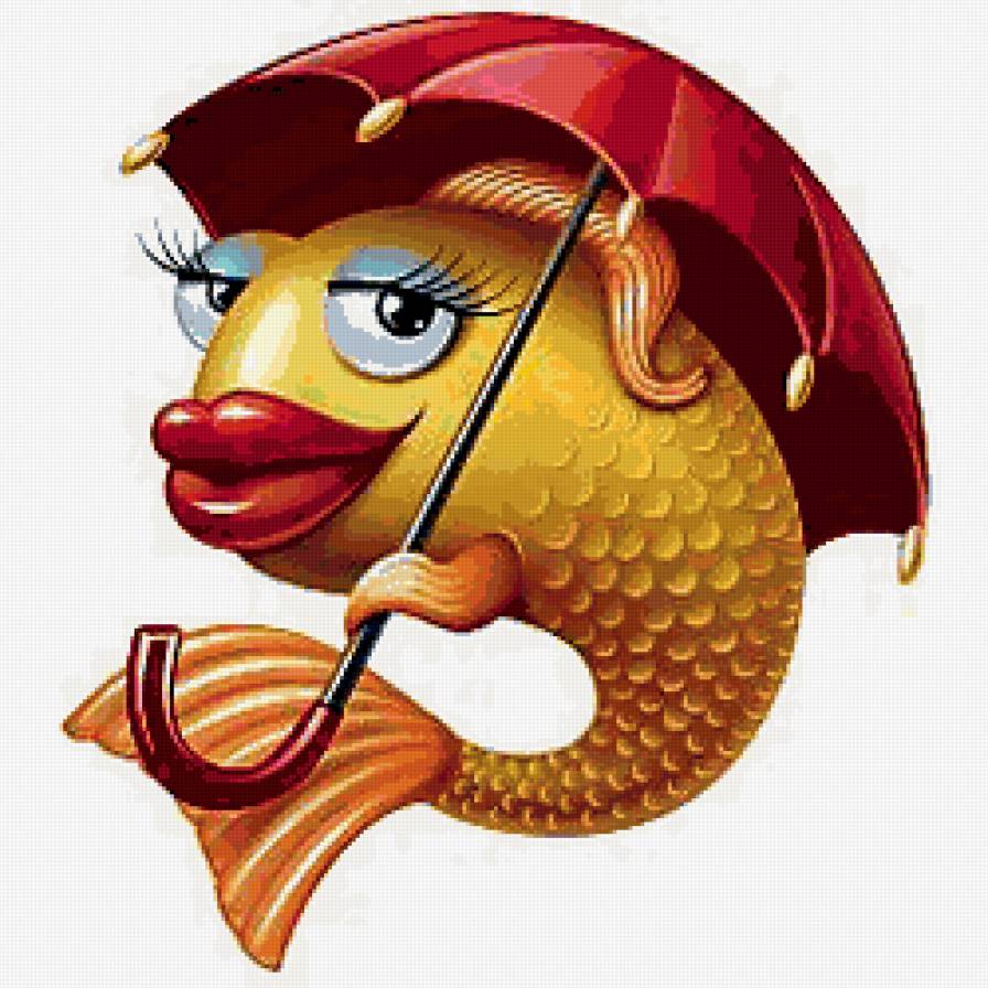 Золотая рыбка - рыбка, зонтик - предпросмотр