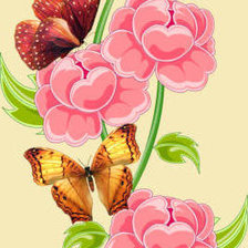 Оригинал схемы вышивки «бабочки на цветах» (№284446)