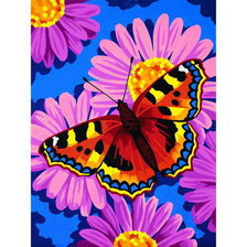 Оригинал схемы вышивки «бабочка на цветах» (№284447)