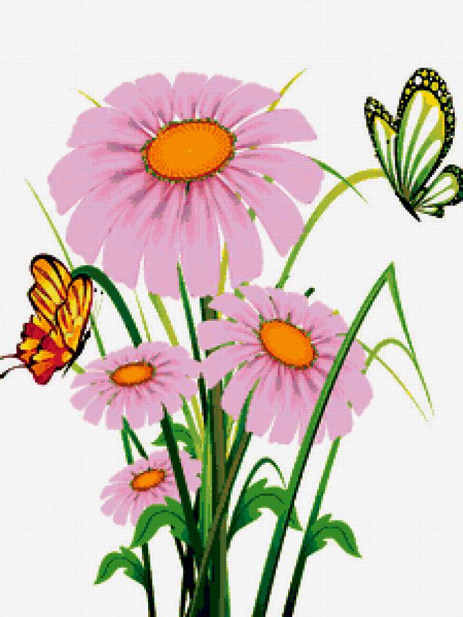 бабочки на цветах - предпросмотр