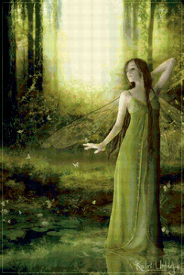 фея леса - девушка, дриада, фея, колдунья, деревья, нимфа, лес - предпросмотр