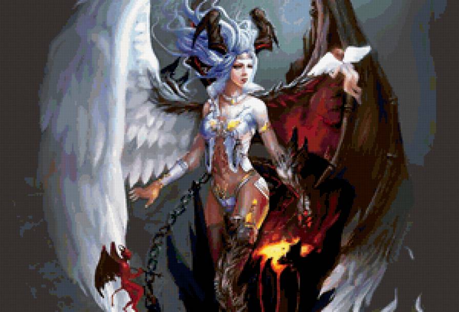 ангели деман - девушка, фэнтази - предпросмотр