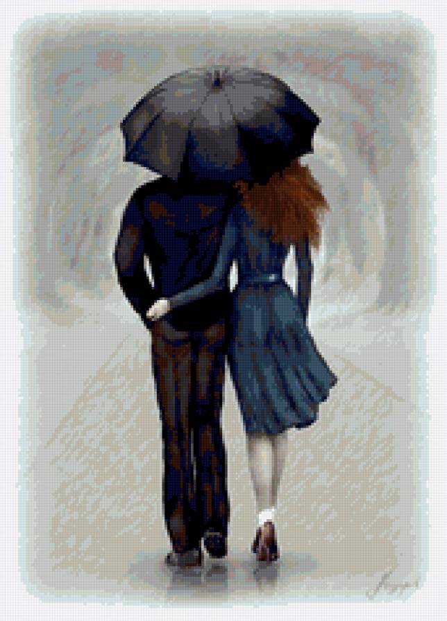 двое под зонтом - дождь, любовь, пара - предпросмотр