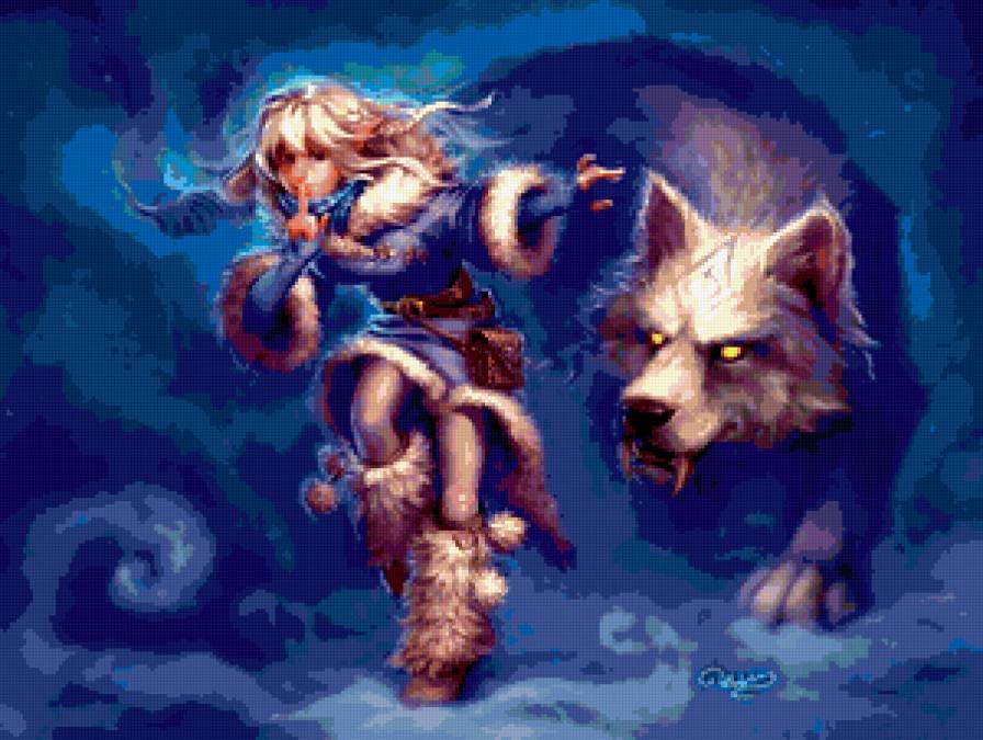 №285838 - картина, игра, собаки, девочка - предпросмотр