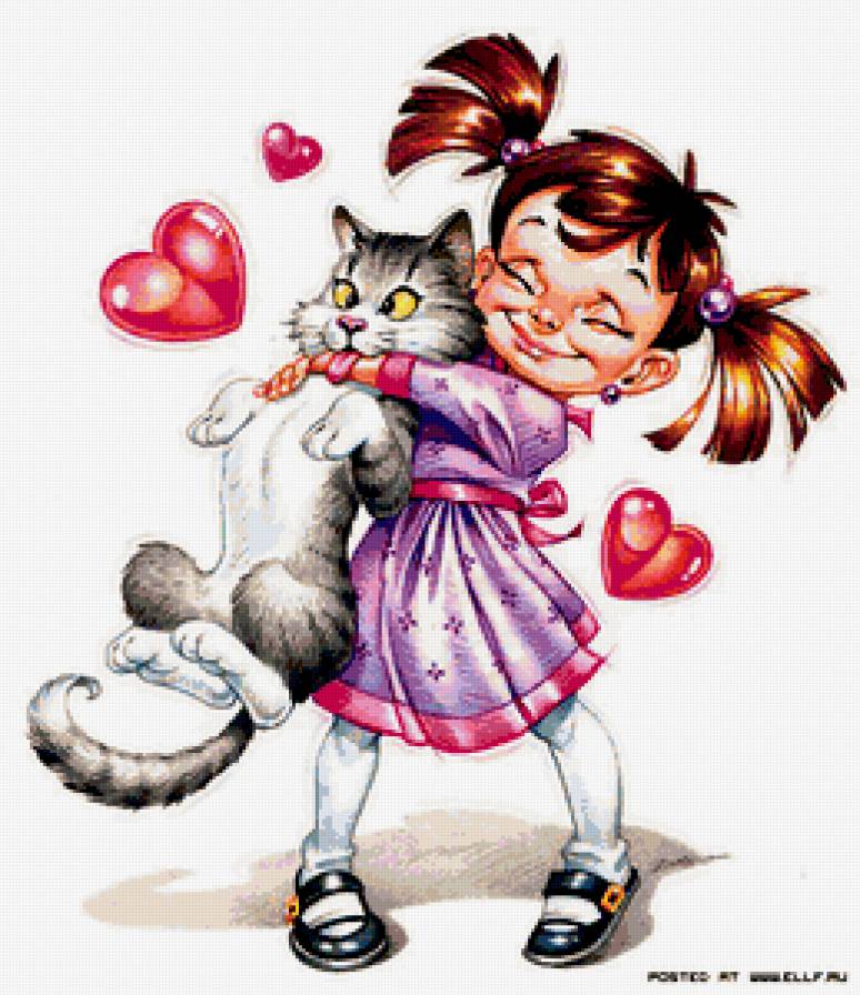 №286019 - девушка, фентези, кошка - предпросмотр