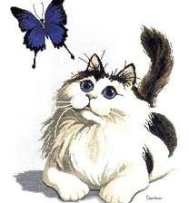 Схема вышивки «Кот и бабочка»