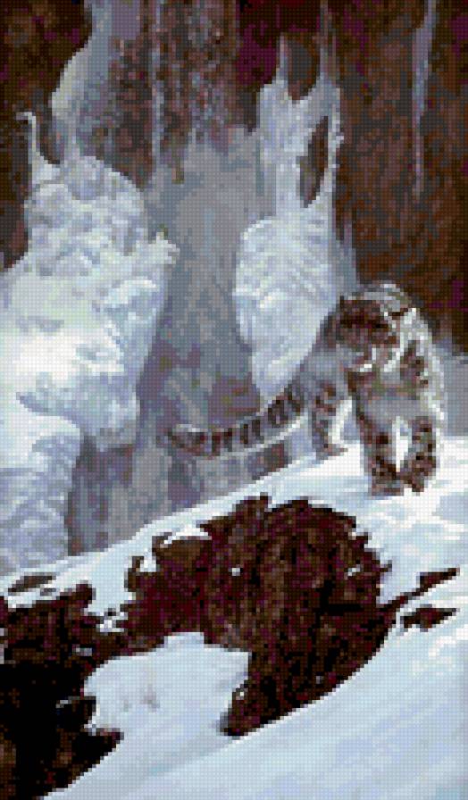 0070 - картина, зима, кошки, красота, горы, барс, природа, животные - предпросмотр